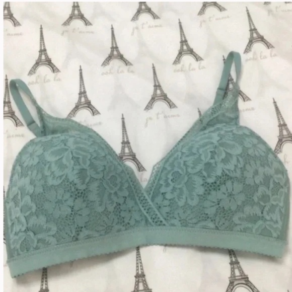 Knix Lace Deep-V Bralette Sz S Sage - Picture 2 of 4